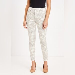 Seven 7 Gray White Floral Tummyless High Rise Jeans - Size 10